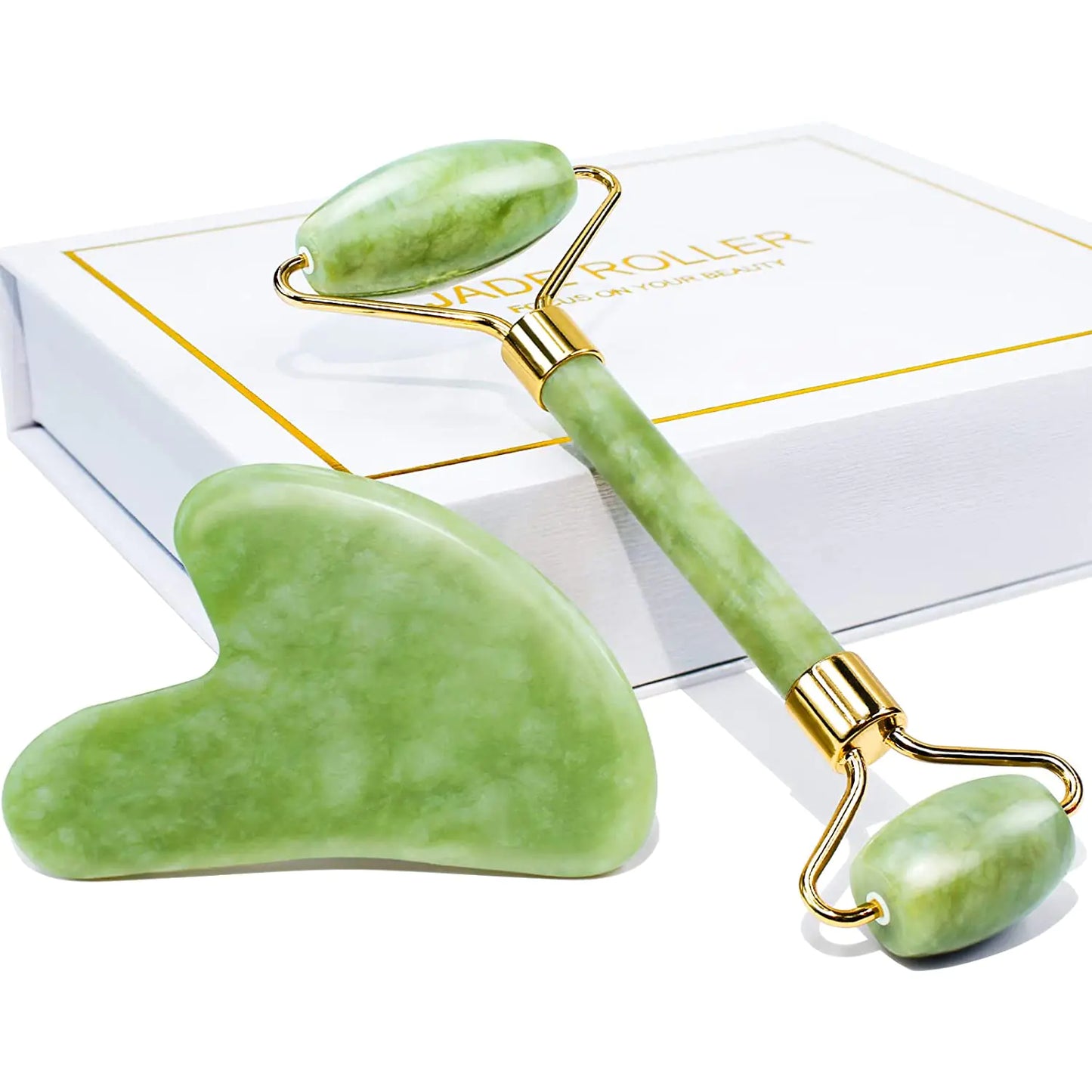 Jade Roller & Gua Sha Set – Facial Massage Tool Gift Box